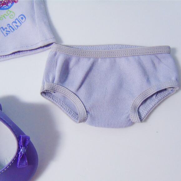American Girl Doll Clothes REAL ME MEET OUTFIT Purple Pants Tunic Shoes Panties - Picture 3 of 7